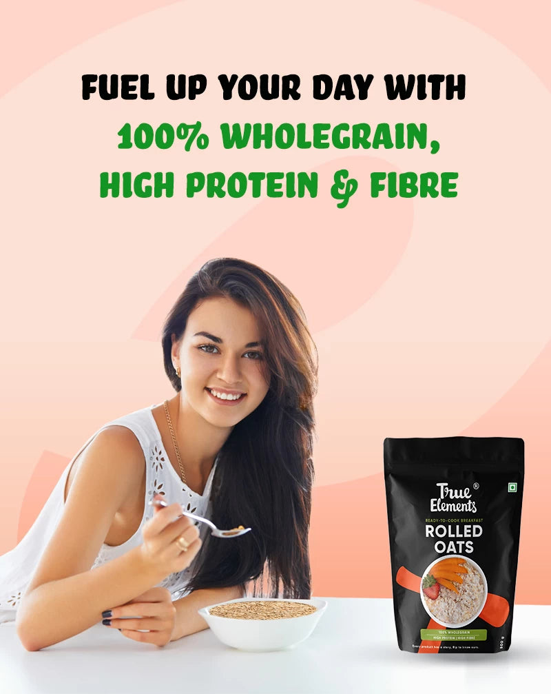 Boost your protein and fibre intake with true elements rolled oats.