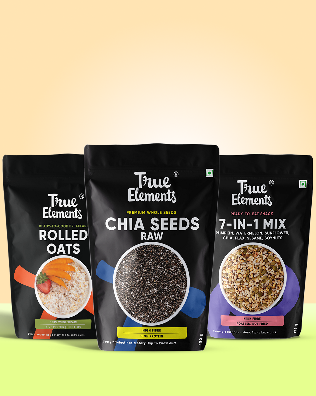Best Seller: Rolled Oats 1kg + Chia seeds 150gm + 7-in-1 seeds mix 125gm Combo - 1275gm