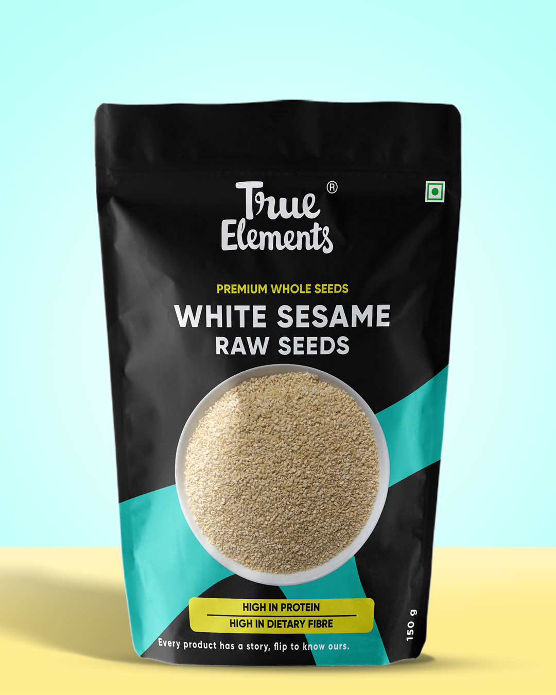 True elements raw white sesame seeds 150g Pouch (Premium Whole Seeds)