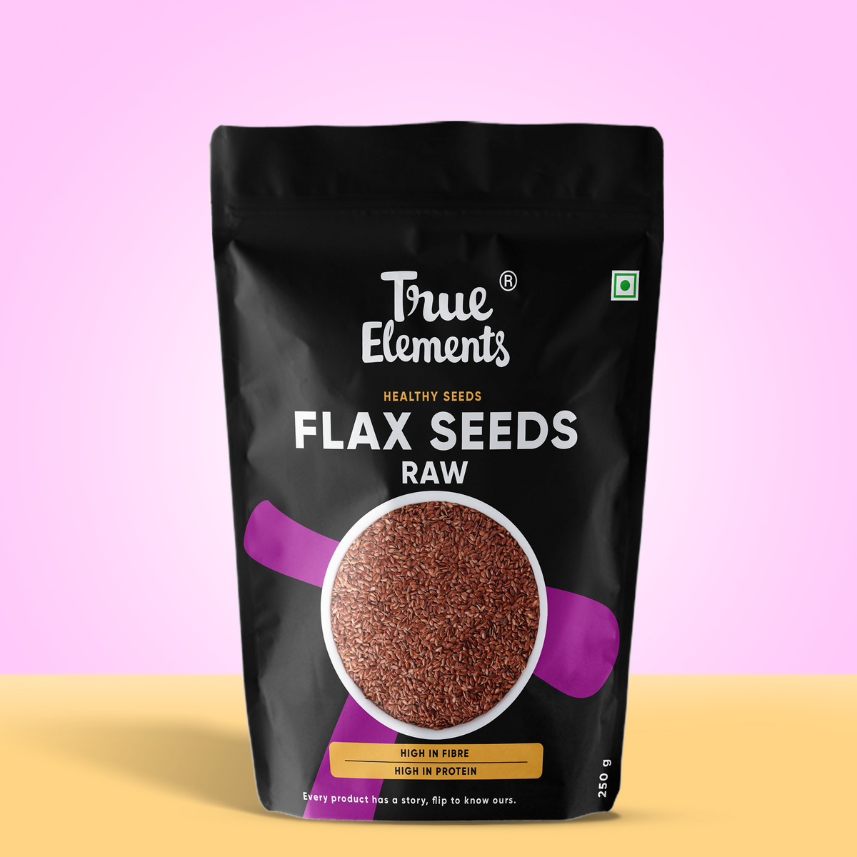 True elements raw flax seeds 250g Pouch (Premium Whole Seeds)