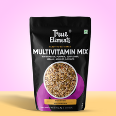 True elements Multivitamin mix 125g Pouch consisting watermelon, pumpkin, sunflower, sesame, apricot and soynuts.