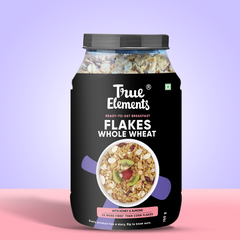 True Elements Wheat flakes With Honey and Almonds 750gm ready to eat breakfast