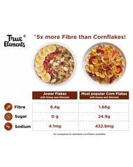 True Elements Jowar Flakes with Honey and Almonds have 5x more fibre than cornflakes